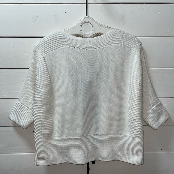 FRENCH CONNECTION – Navy Knit Top with Black Ribbon Ties – Estimated Size XL/XXL - Picture 6 of 11